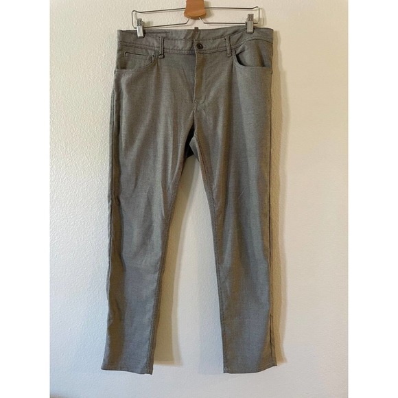 Zara Man Size 34 Flat Front Herringbone Trouser Pants Pocket Straight Leg Gray - Picture 2 of 11